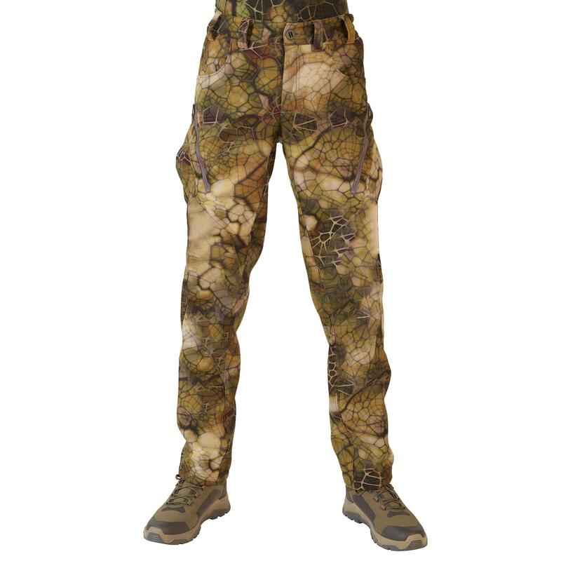 Pantalón Caza Solognac 500 Softshell Silencioso Camuflaje Sigilo