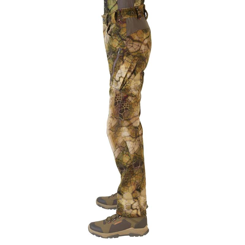 Pantalón Caza Solognac 500 Softshell Silencioso Camuflaje Sigilo