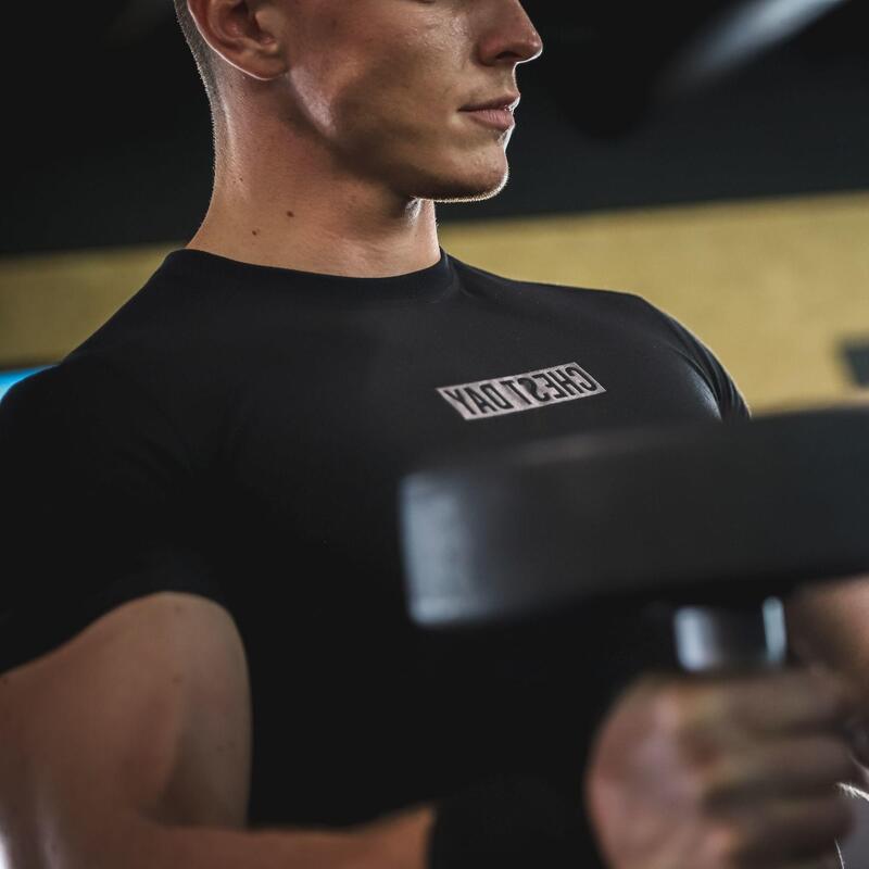 T-Shirt Chest Day Fitness Cardio schwarz