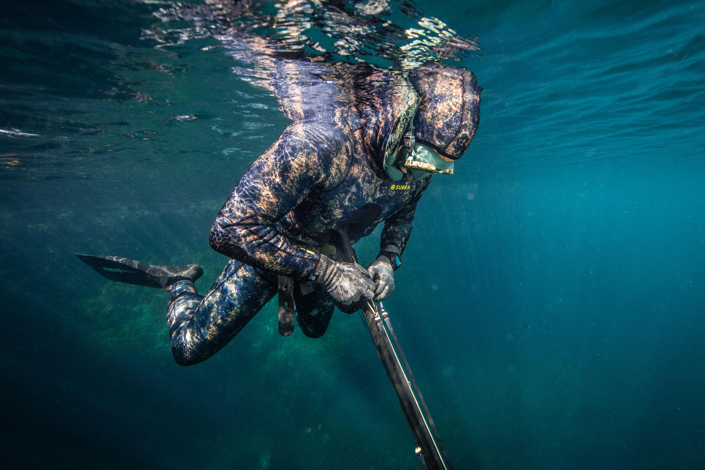 3mm split neoprene camouflage trousers for free-diving