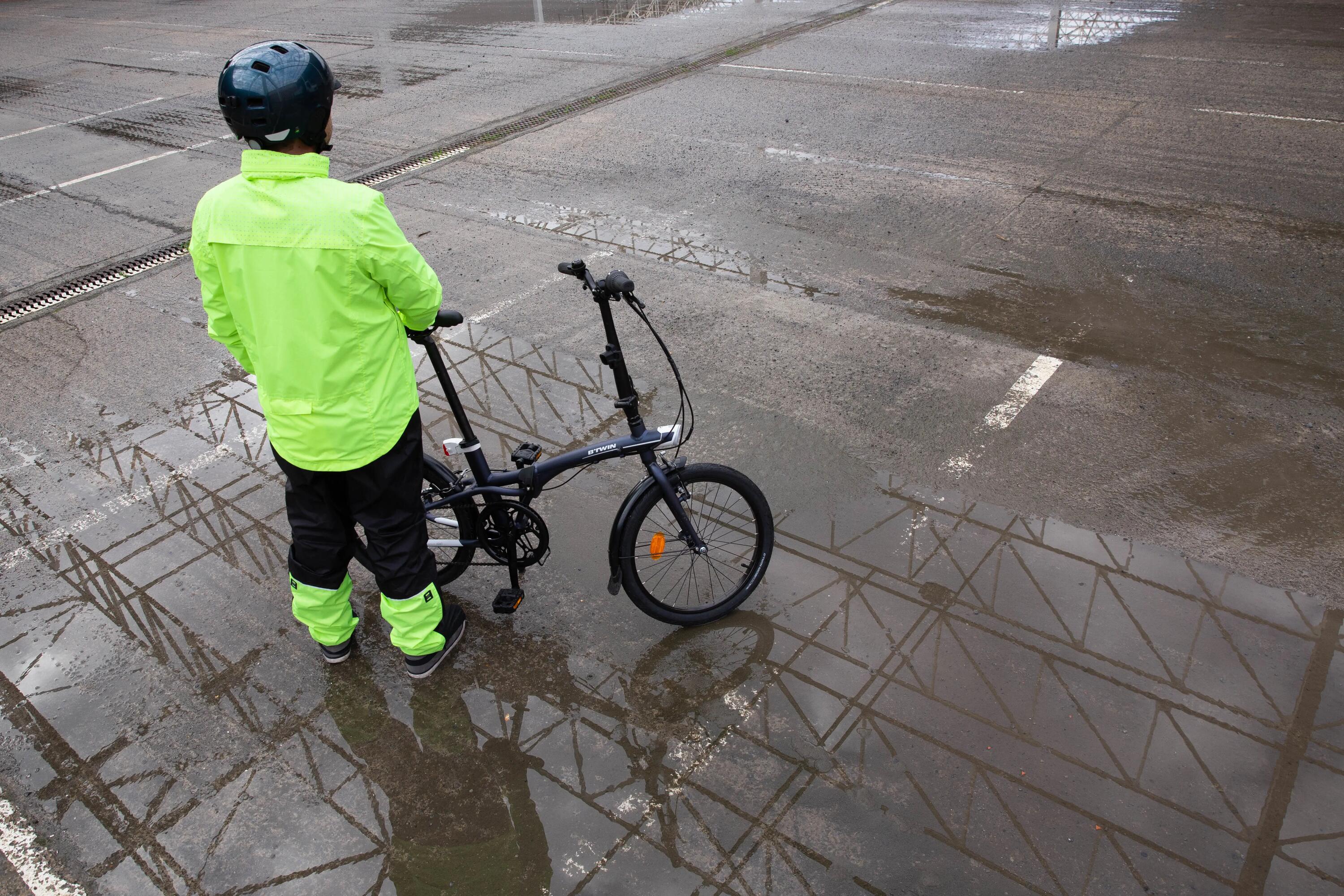 100 Cycling Rain Jacket - Neon Yellow 11/11