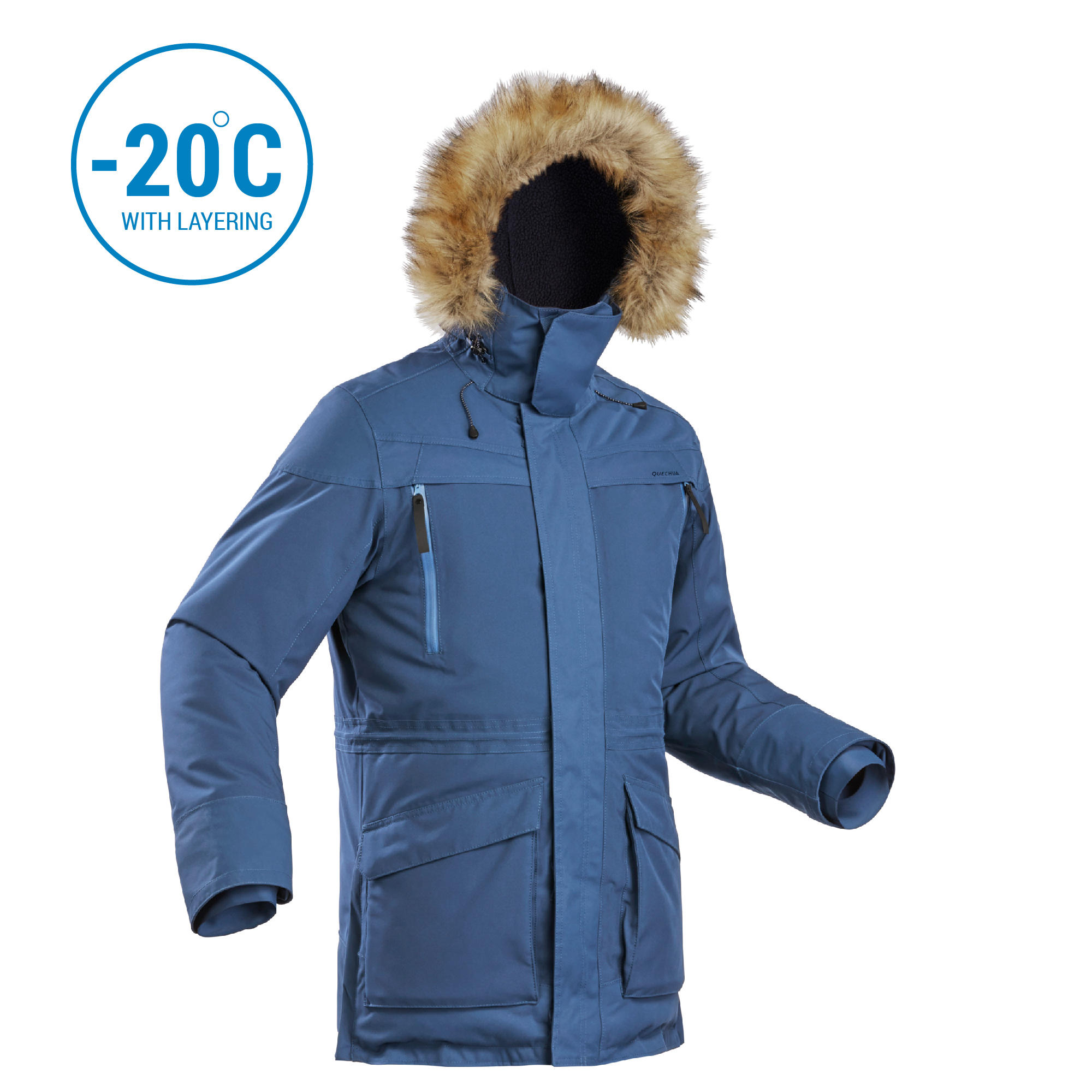 Men's Warm Waterproof Snow Hiking Parka SH500 Ultra Warm Blue. Men's Warm Waterproof Snow Hiking Parka SH500 Ultra Warm Blue.