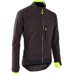Chaqueta CICLISMO INVIERNO MTB Hombre ROCKRIDER ST 500 negro y AMARILLO