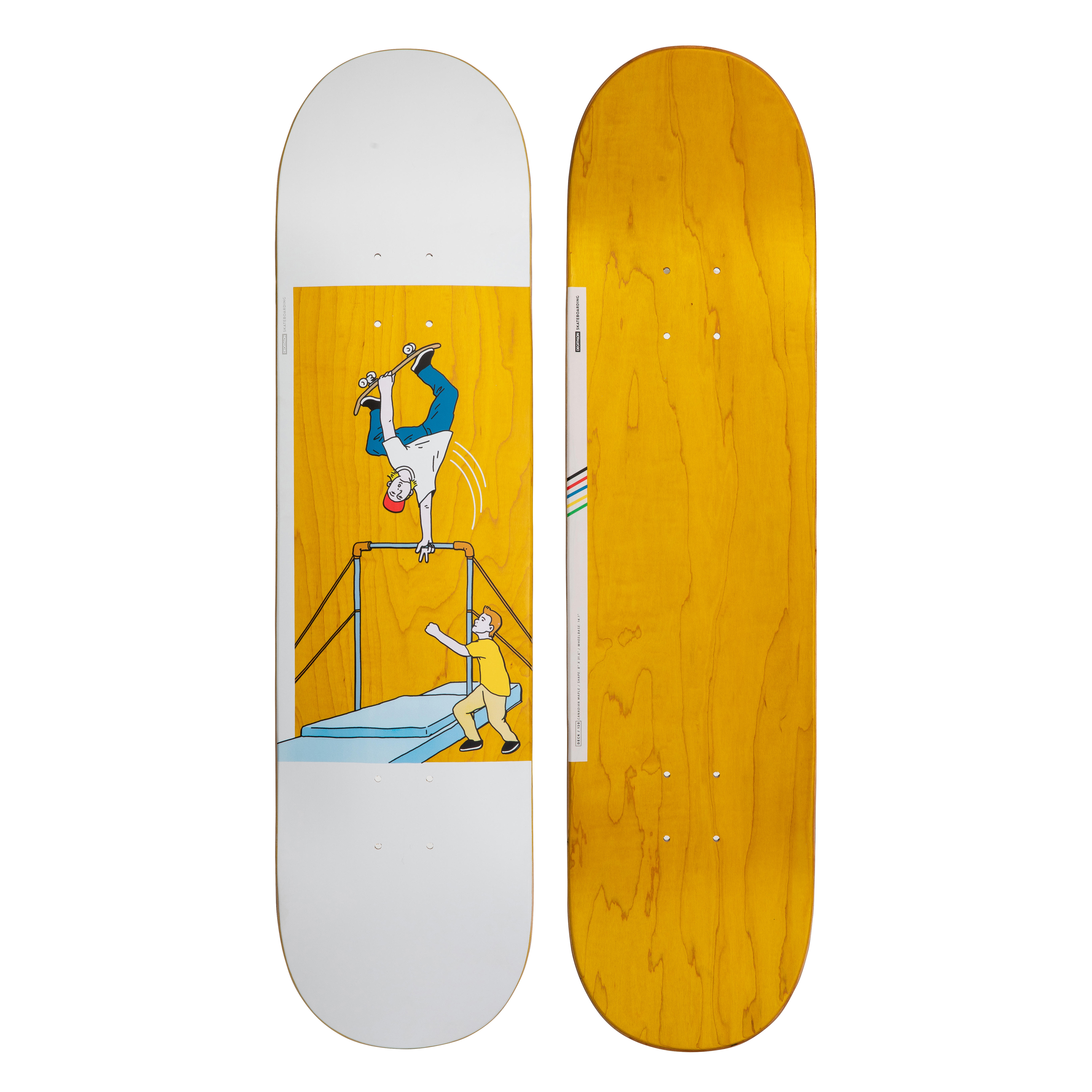 Placă de skateboard DECK 500 BRUCE 8″ Galben decathlon.ro  Placi si piese de schimb skateboard