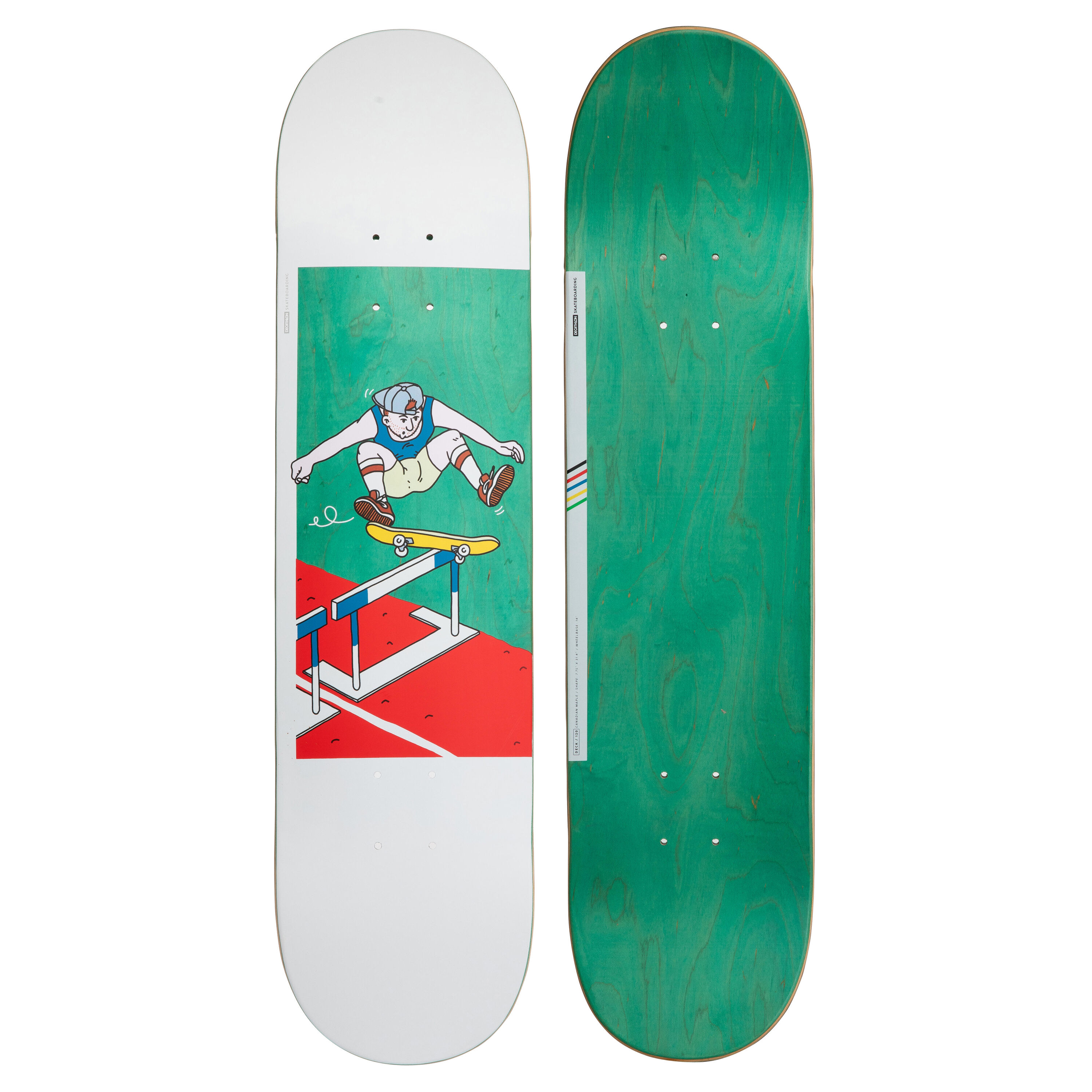 OXELO 7.75" Skateboard Deck 120 Bruce - Green