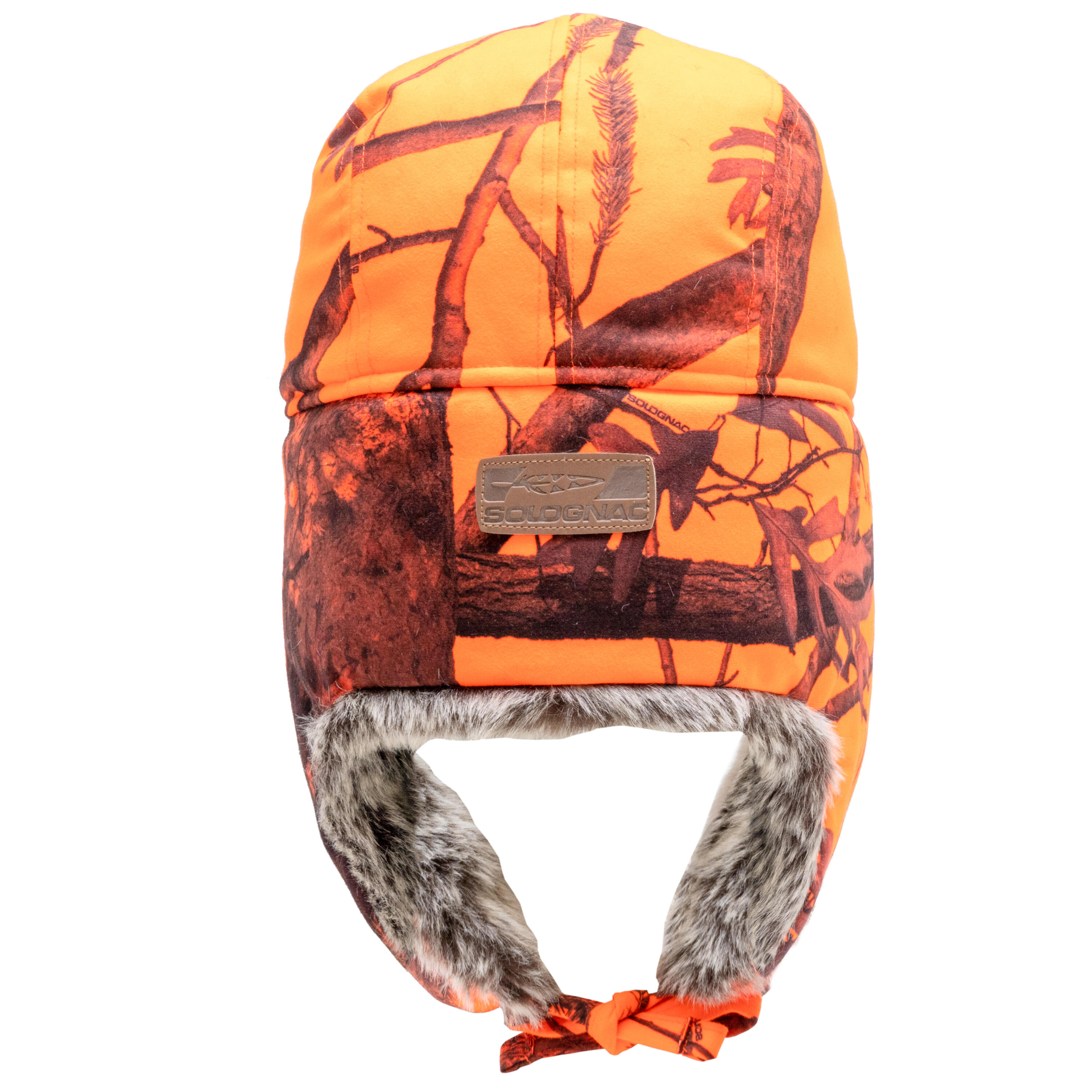 Gorro Caza Solognac Adulto Calido Orejeras Camo Naranja Fluo Alta Visibilidad 3/10