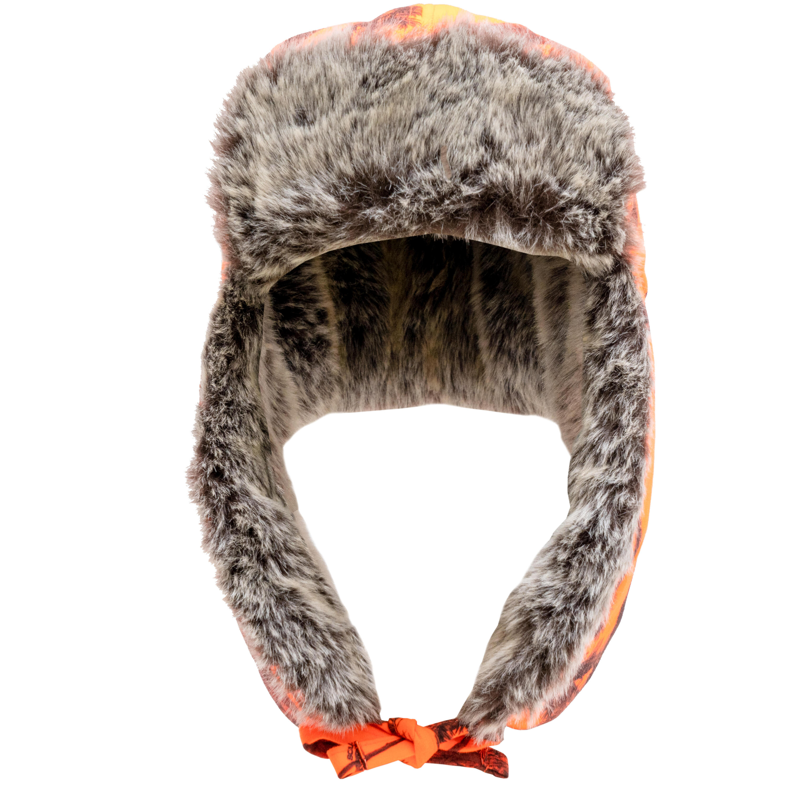 Gorro Caza Solognac Adulto Calido Orejeras Camo Naranja Fluo Alta Visibilidad 2/10