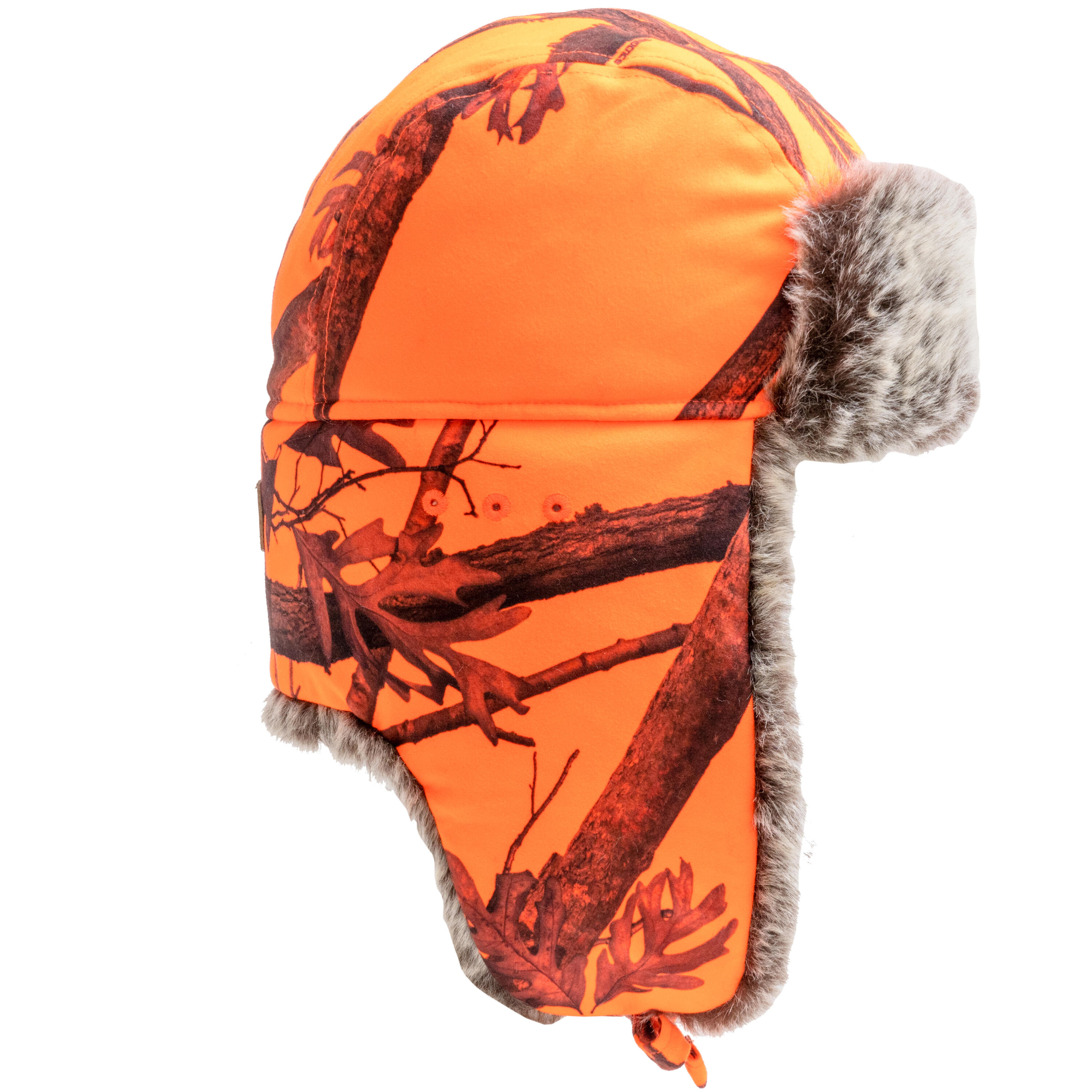 Gorro Caza Solognac Adulto Calido Orejeras Camo Naranja Fluo Alta Visibilidad 5/10