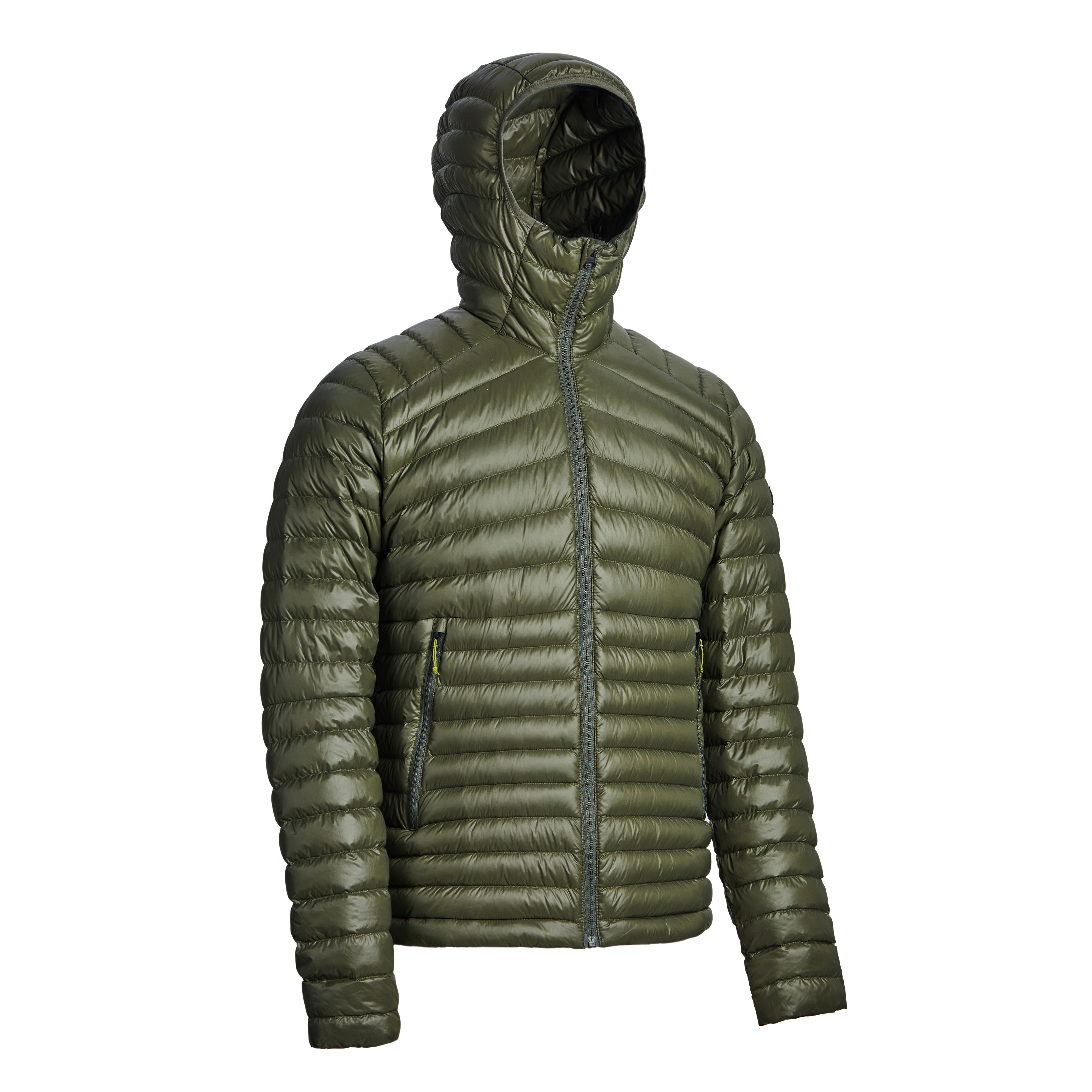 CHAQUETA TREKKING HOMBRE TREK100 DE PLUMÓN -5° VERDE CAQUI - Decathlon