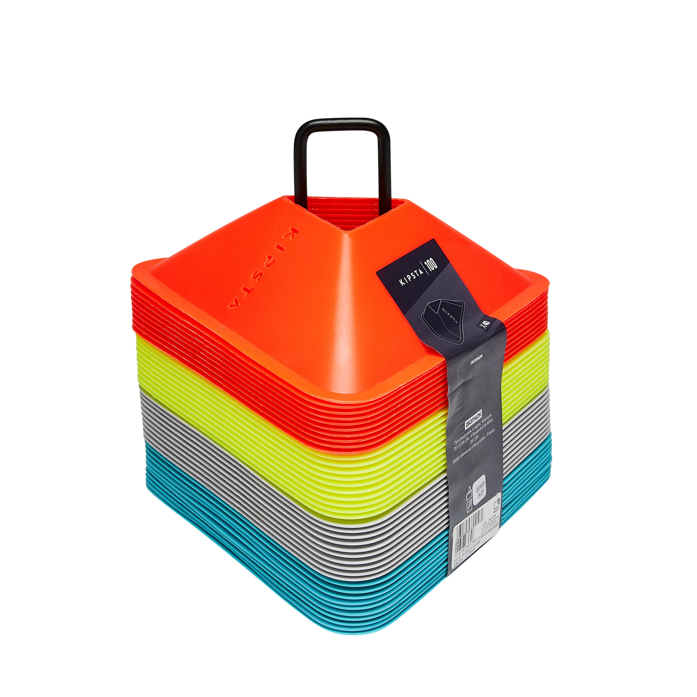 Kipsta - Lot De 40 Coupelles Essential 4 Couleurs (jaune, Orange, Gris, Bleu) - Cône - Football / Futsal / Sepak - Gris-jaune-orange-rouge-vert -