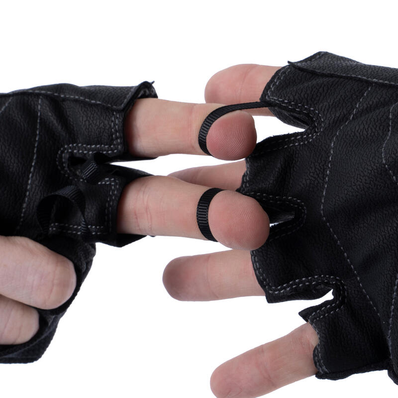 Guantes Gimnasio CrossFitness adulto Domyos 100 negro gris