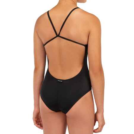 GIRL'S ONE-PIECE SWIMSUIT 100 BLACK