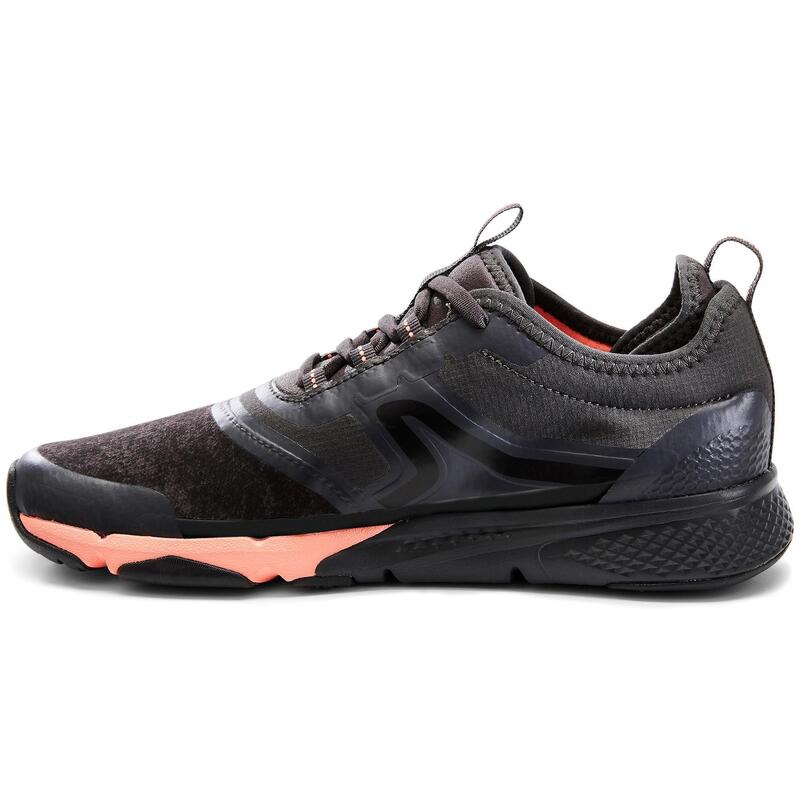 Damessneakers voor sportief wandelen PW 580 WaterResist grijs/koraalrood