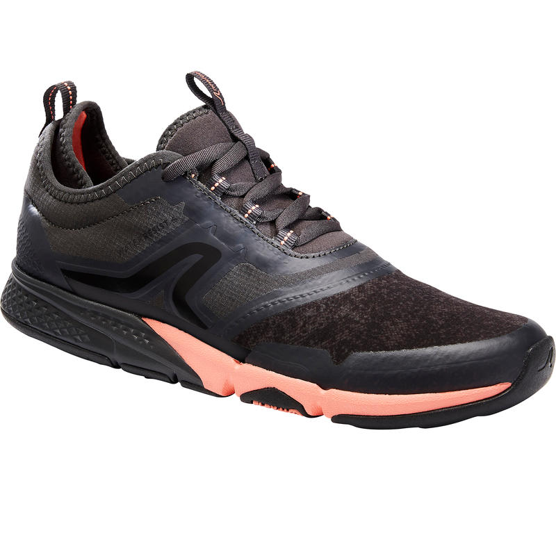 PW 580 WaterResist women's fitness walking shoes grey/coral Decathlon