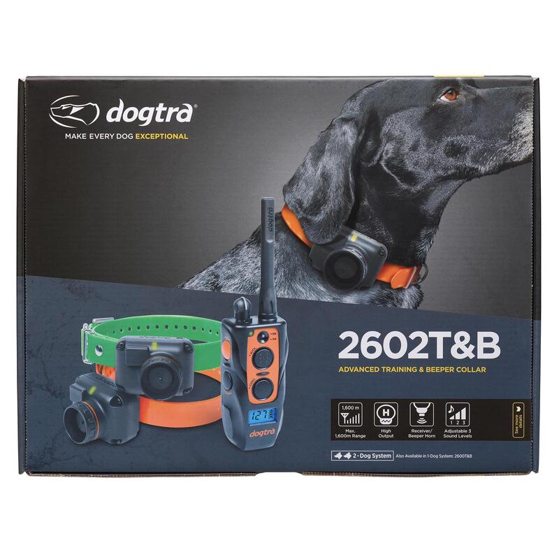 Set 2 zgărzi + telecomandă dresare și reperare pentru câine DOGTRA 2600T&B