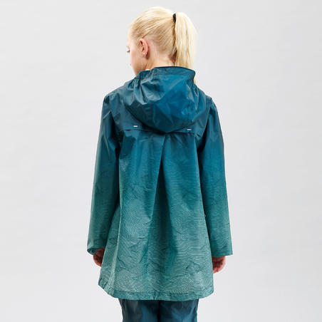 Дитяча куртка 150 для туризму, водонепроникна - Бірюзова
