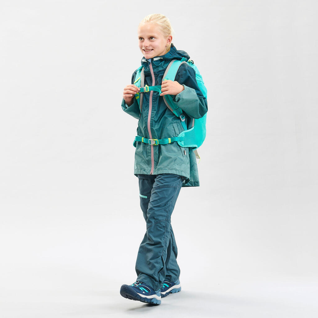 Wanderjacke Kinder Gr. 122–170 wasserdicht Wandern - MH100 Zip dunkelgrün