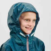 Kids' Hiking Waterproof Jacket MH150 7-15 Years - turquoise