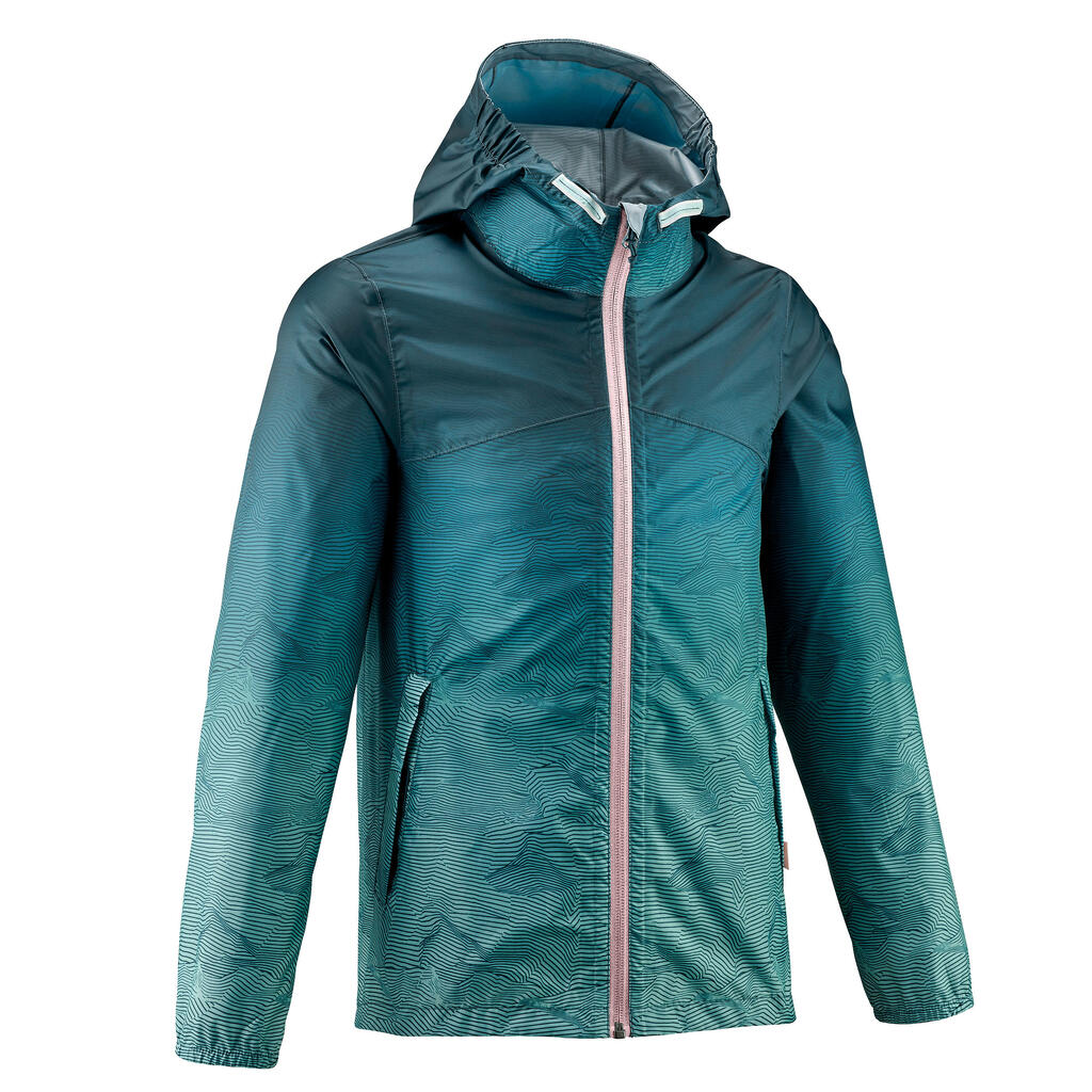 Wanderjacke Kinder Gr. 122–170 wasserdicht Wandern - MH100 Zip dunkelgrün