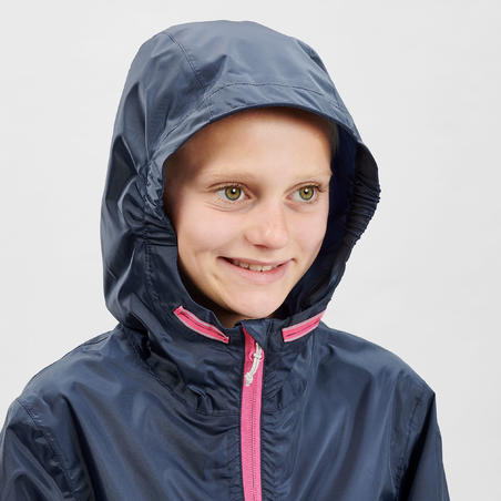 Дитяча куртка 150 для туризму, водонепроникна – темно-синя