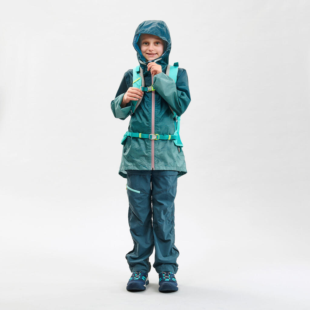 Wanderjacke Kinder Gr. 122–170 wasserdicht Wandern - MH100 Zip dunkelgrün