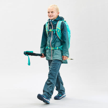 Дитяча куртка 150 для туризму, водонепроникна - Бірюзова