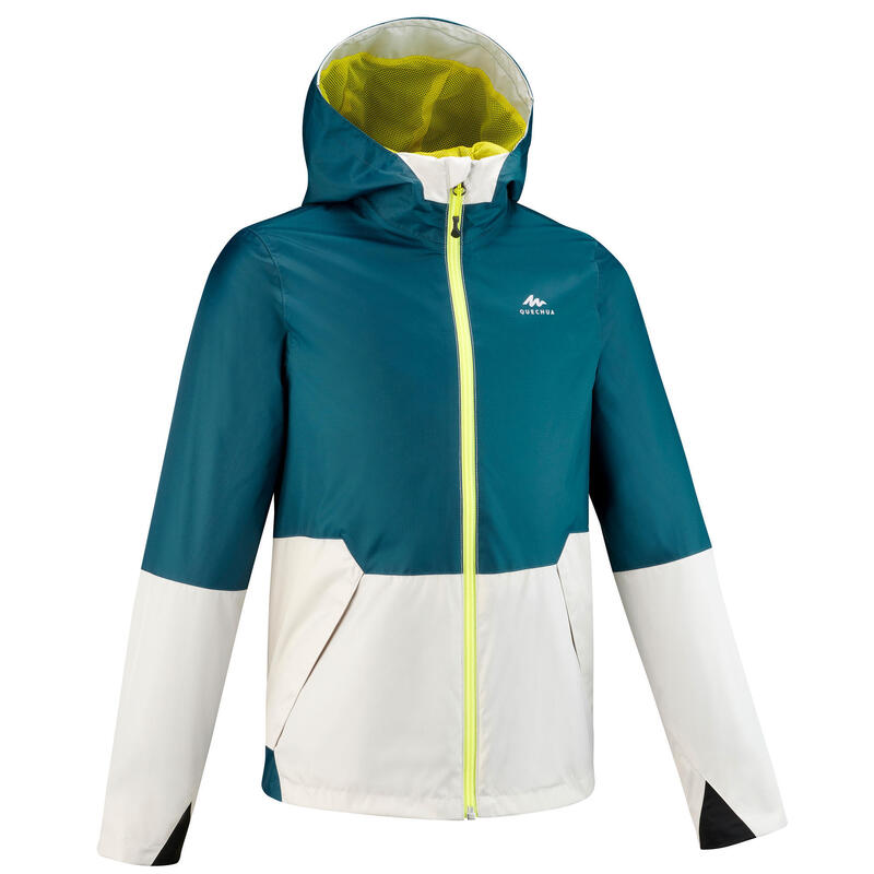 Veste imperméable de randonnée - MH500 turquoise et beige - enfant 7-15 ans