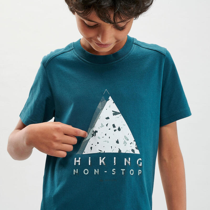 Camiseta de montaña y trekking manga corta Niños 7-15 años Quechua MH100 verde