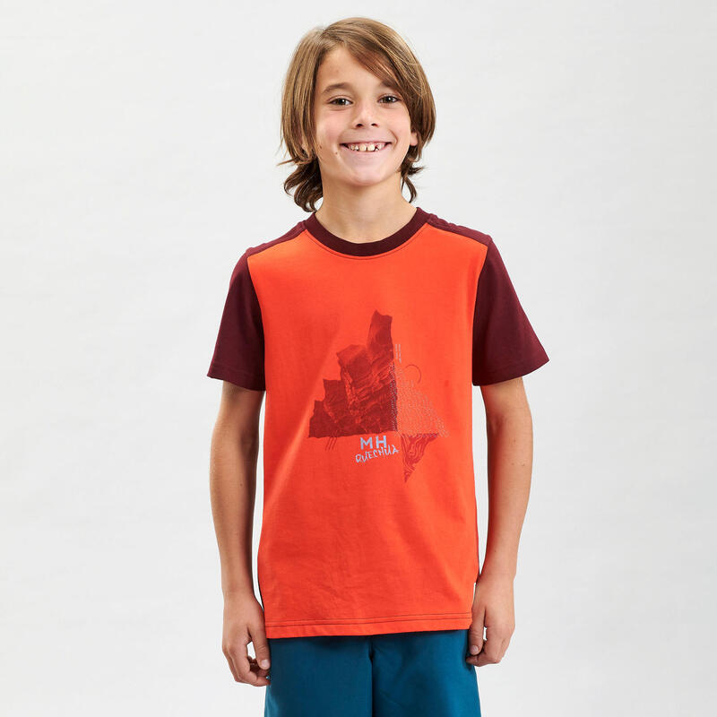 T-shirt de caminhada - MH100 laranja - Criança 7-15 ANOS