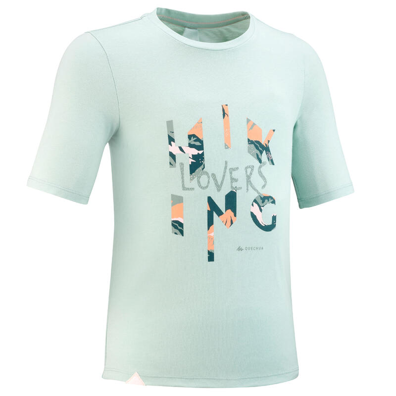 T-Shirt de randonnée - MH100 vert pâle - enfant 7 à 15 ans