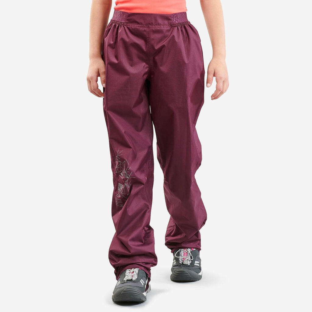 Kids’ Hiking Over Trousers - MH500 Aged 7-15 - Purple