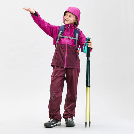 Дитячі верхні штани 500 для туризму - Фіолетові