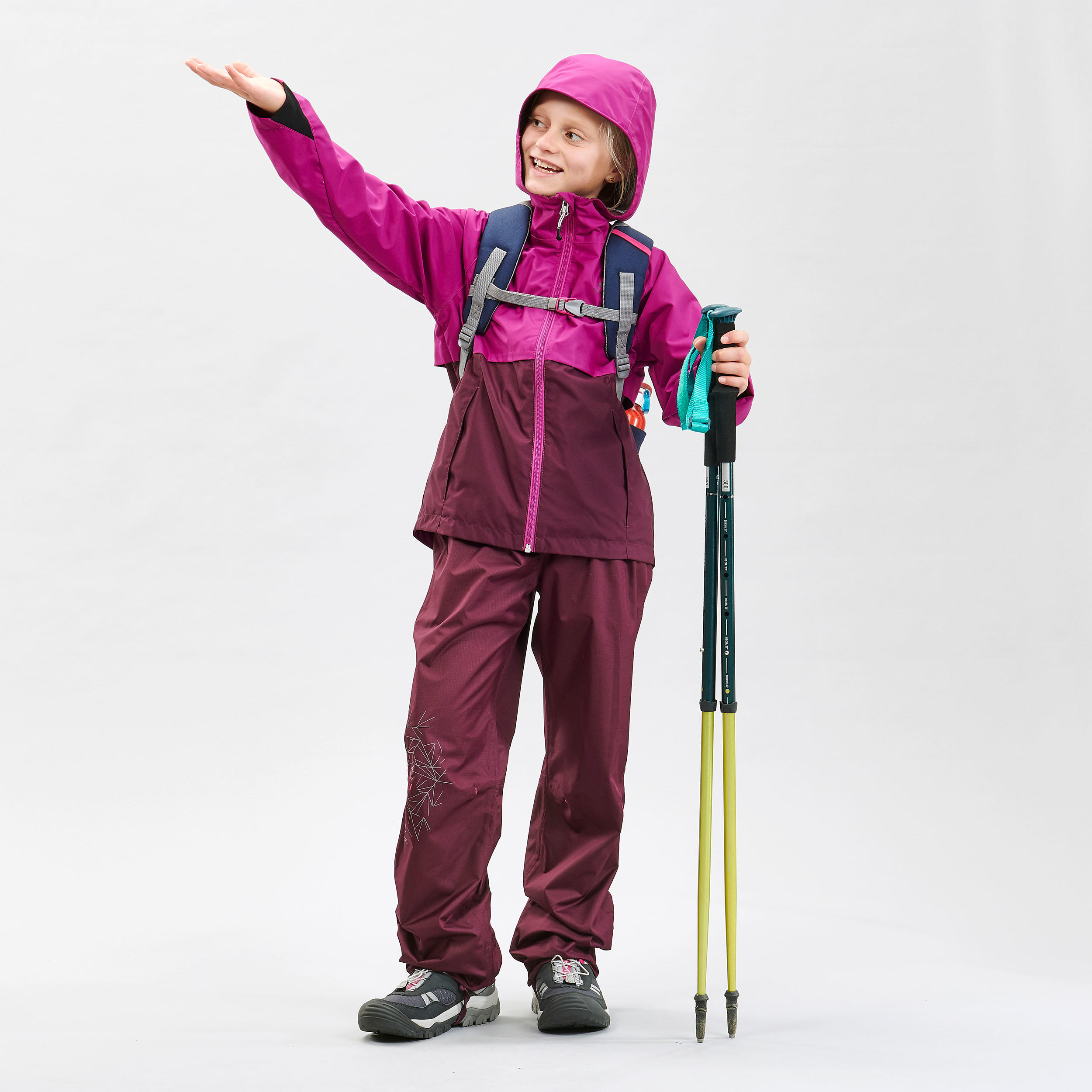 Kids’ Hiking Over Trousers - MH500 Aged 7-15 - Purple 2/7