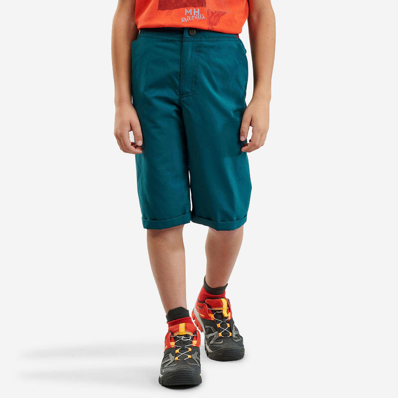 Wandelshort MH100 groen kinderen 7-15 jaar