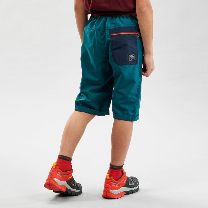 Pantalon Scurt Drumeție la munte MH100 Verde Copii 7-15 ani