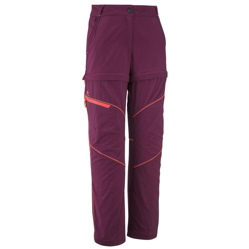 Pantalon de randonnée modulable enfant MH500 violet 7-15 ans