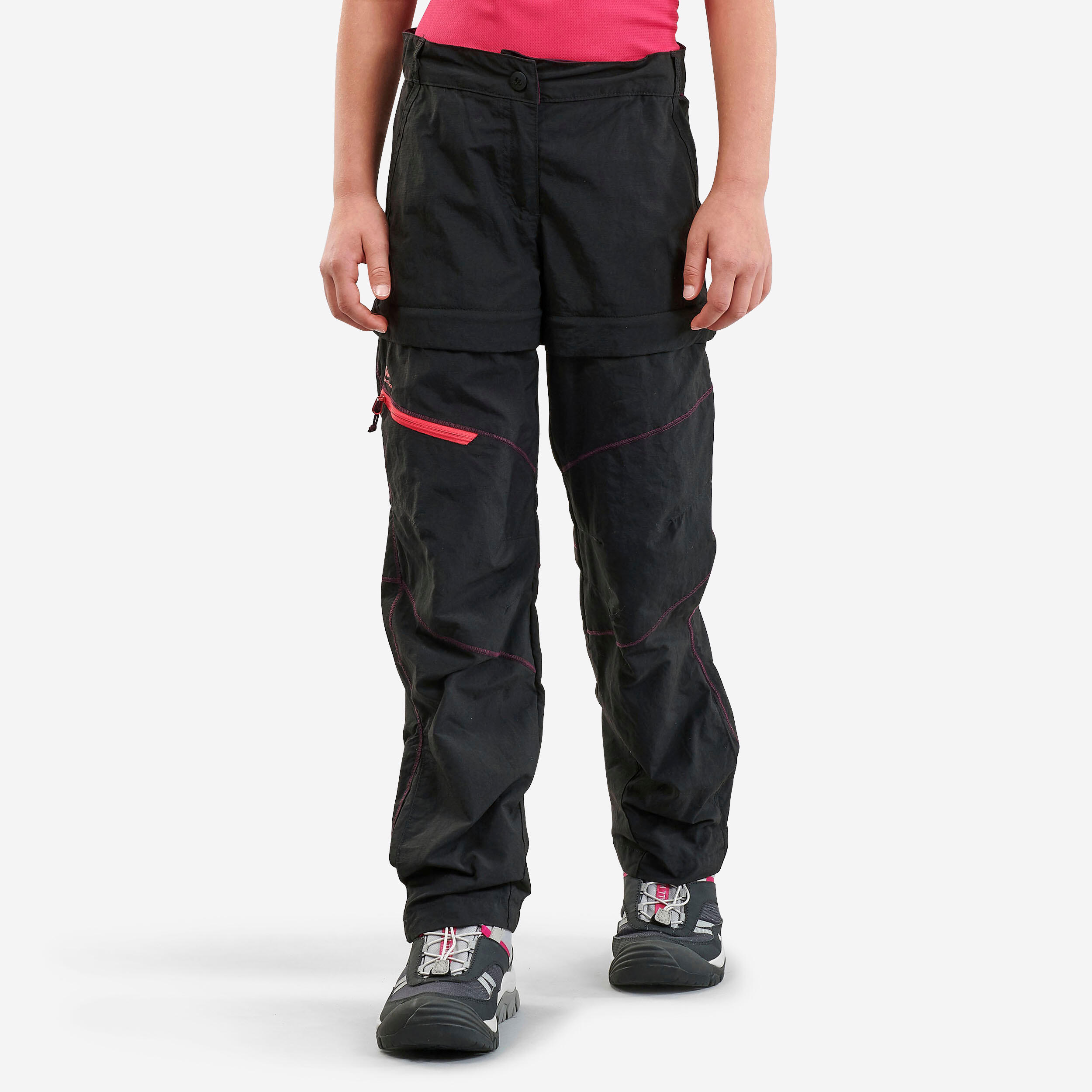 Pantaloni da trekking modulari - MH500 nero Bambini 7-15 anni