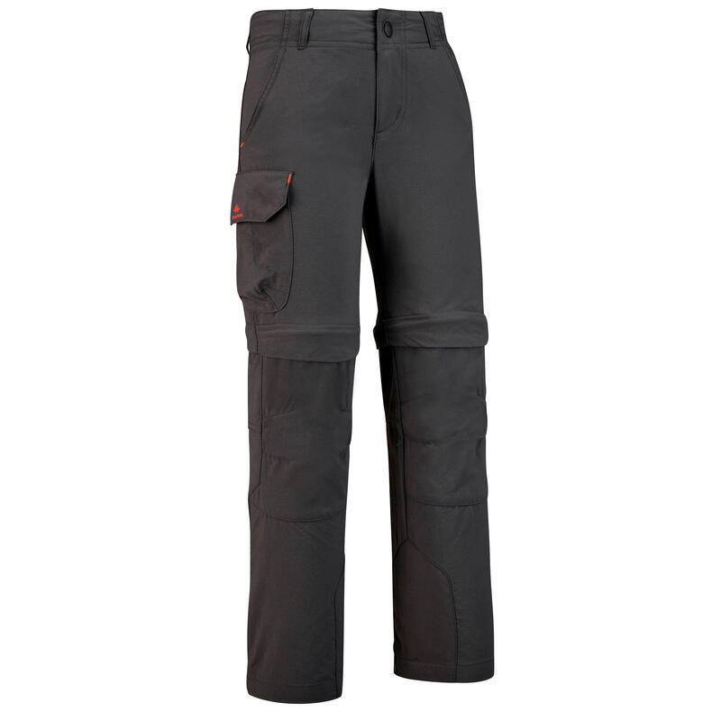 Pantalon Modulabil Drumeție la munte MH500 Negru Băieți 7 -15 ani