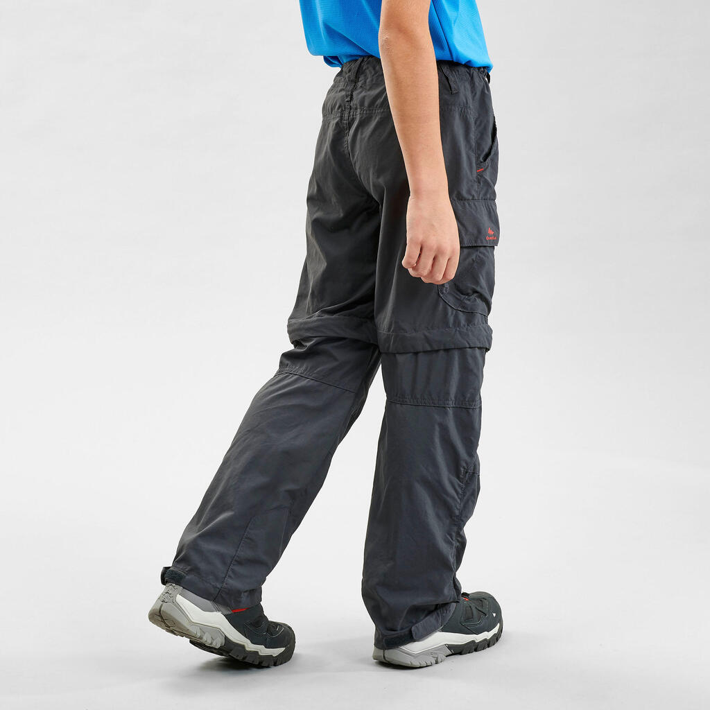 Kids’ Hiking modular trousers MH550 age 7-15 - dark brown