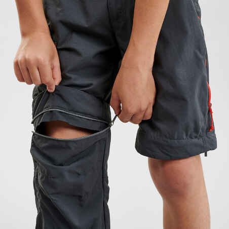 Į šortus nusegamos vaikiškos žygių kelnės „MH500“, 7–15 m. vaikams, juodos