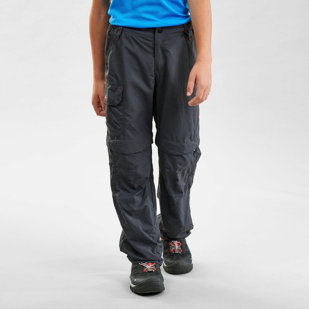 Kids’ Hiking modular trousers MH550 age 7-15 - dark brown