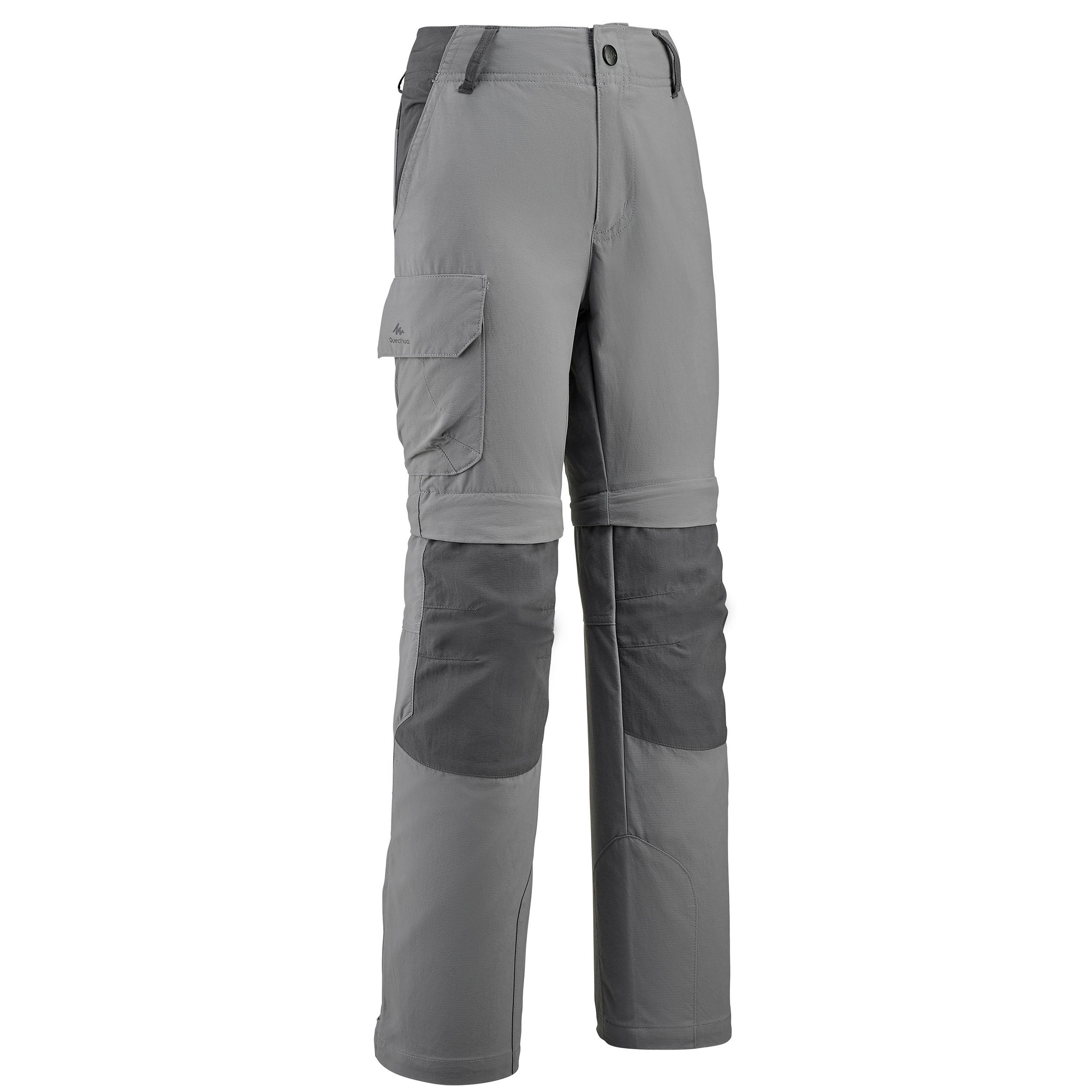 QUECHUA Children's modular hiking trousers MH500 dark - grey age 7-15 years