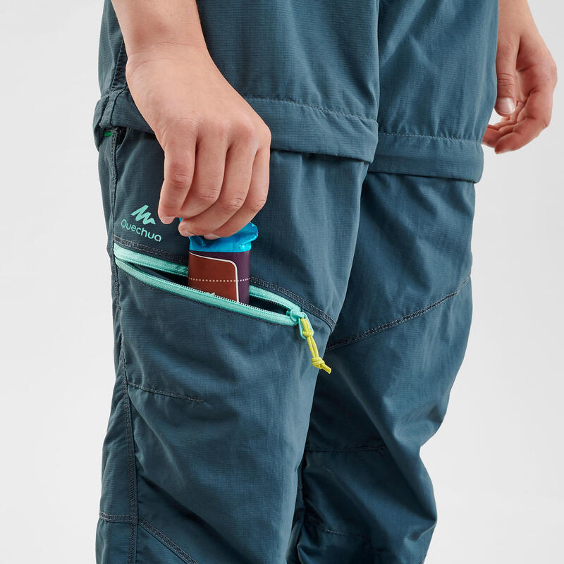 Pantalon de randonnée modulable - MH500 turquoise - Enfant 7-15 ans