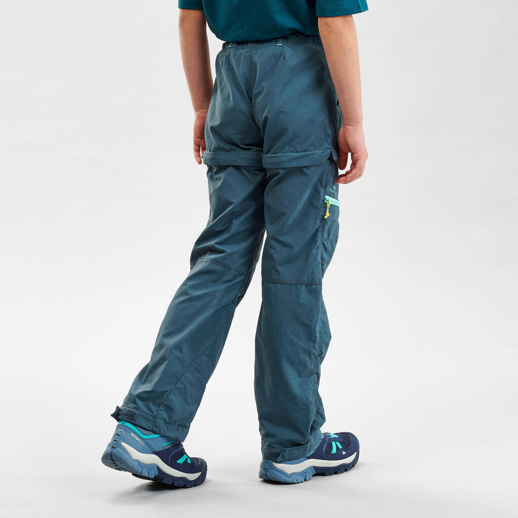 Kids’ Modular Hiking Trousers MH500 Aged 7-15 Turquoise