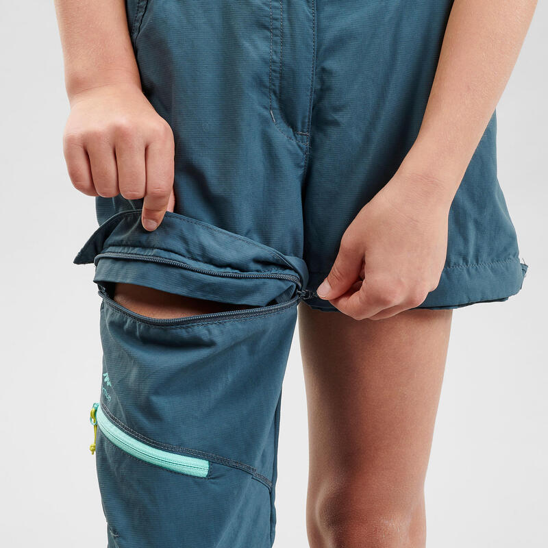 Pantalon de randonnée modulable - MH500 turquoise - Enfant 7-15 ans