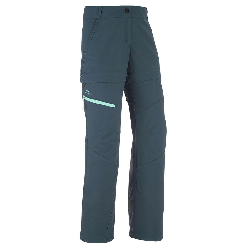 Kids’ Modular Hiking Trousers MH500 Aged 7-15 Turquoise