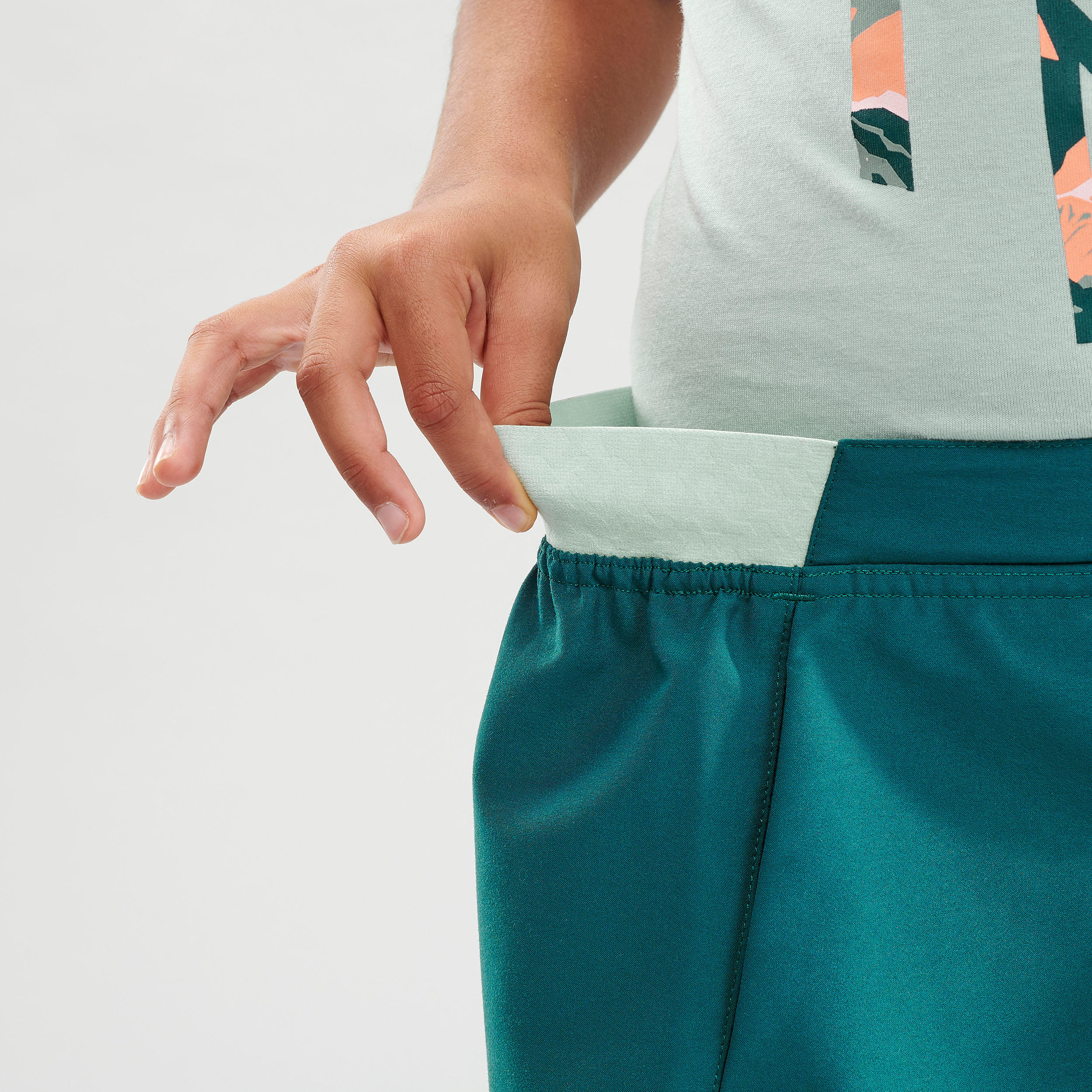 Kids’ Hiking Skort MH100 7-15 Years Turquoise