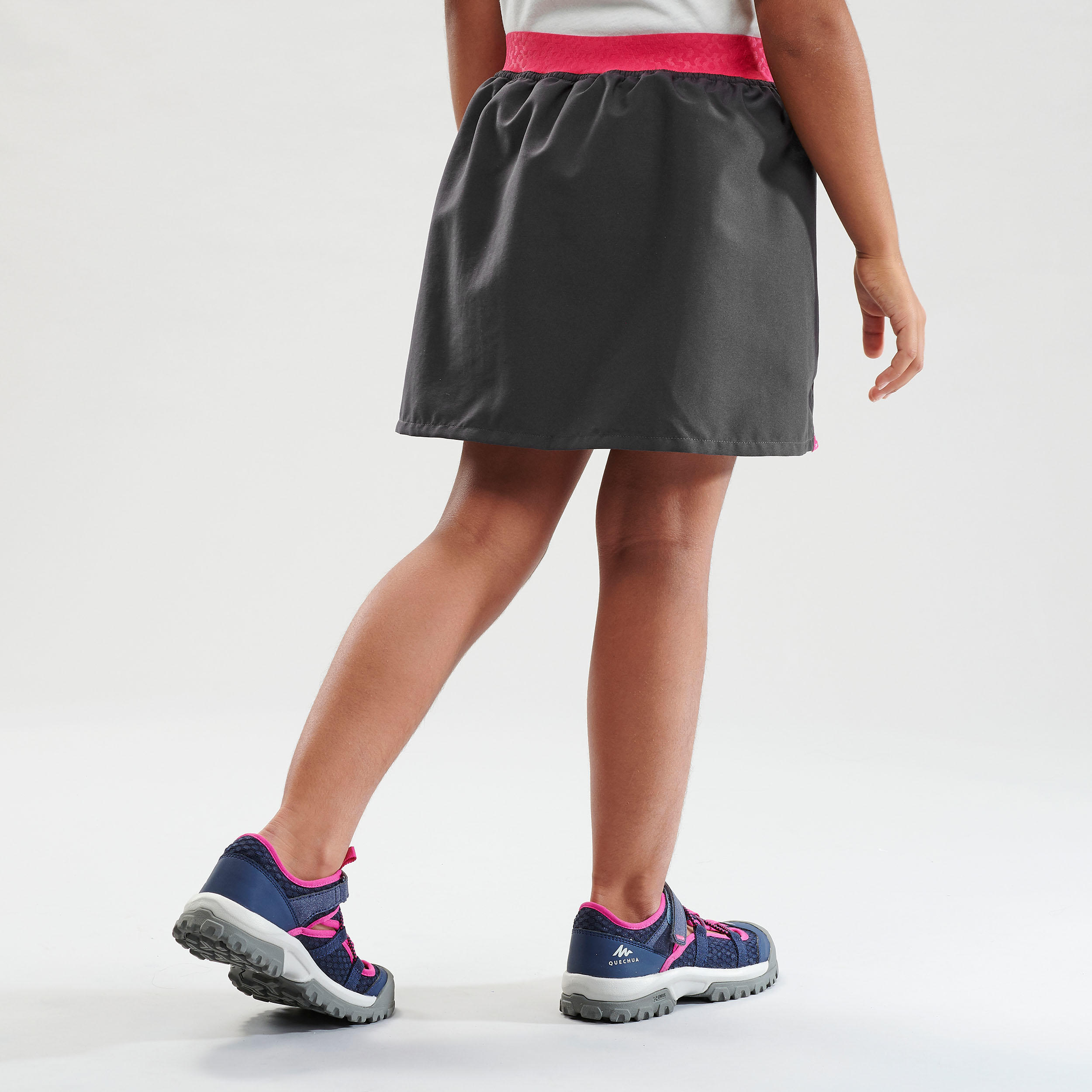 Kid's Hiking skort - MH100 - grey and pink - ages 7-15 years 3/6