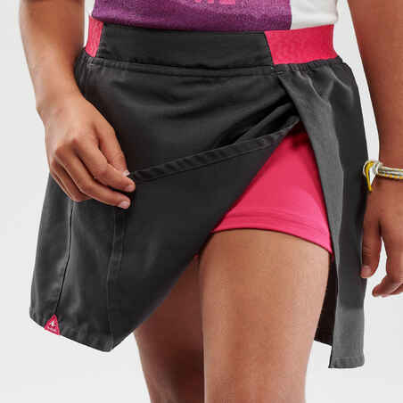 Kid's Hiking skort - MH100 - grey and pink - ages 7-15 years