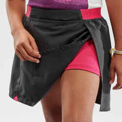 Kid's Hiking skort - MH100 - grey and pink - ages 7-15 years